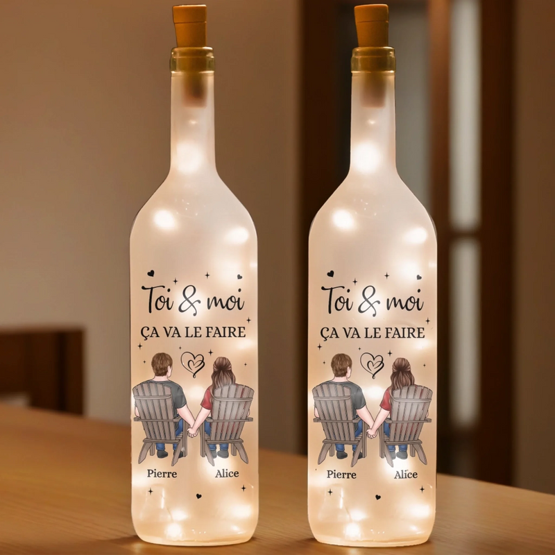 Lampe-Bouteille Personnalisée – Cadeaux D’Anniversaire De Mariage Pour Mari Et Femme, Lui Et Elle – Là Où Commence Notre Calme