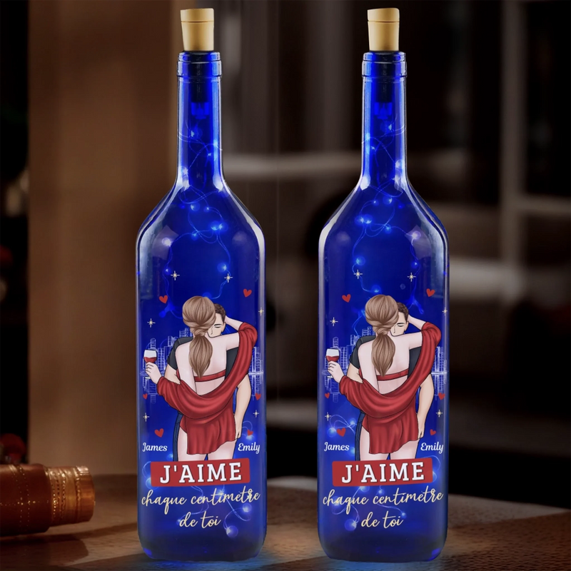 Lampe-Bouteille Bleue Personnalisée – Cadeaux D’Anniversaire De Mariage Pour Mari Et Femme, Lui Et Elle – Aimer Doucement Chaque Jour