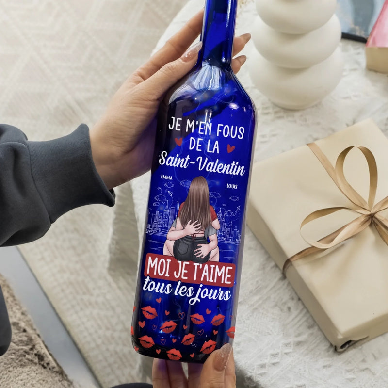 Lampe-Bouteille Bleue Personnalisée – Cadeaux D’Anniversaire De Mariage Pour Mari Et Femme, Lui Et Elle – Nos Cœurs Savent Le Chemin