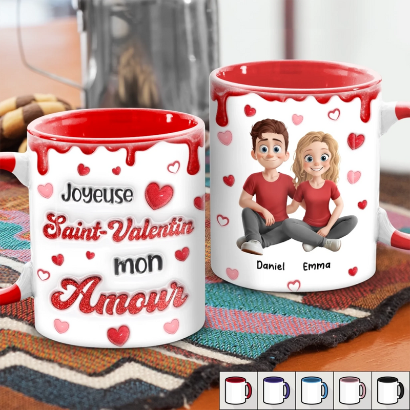 Mug Personnalisé Bicolore – Cadeaux D’Anniversaire Et De Mariage Pour Mari Et Femme, Pour Lui Et Pour Elle – Là Où Notre Amour Bat Le Plus Fort