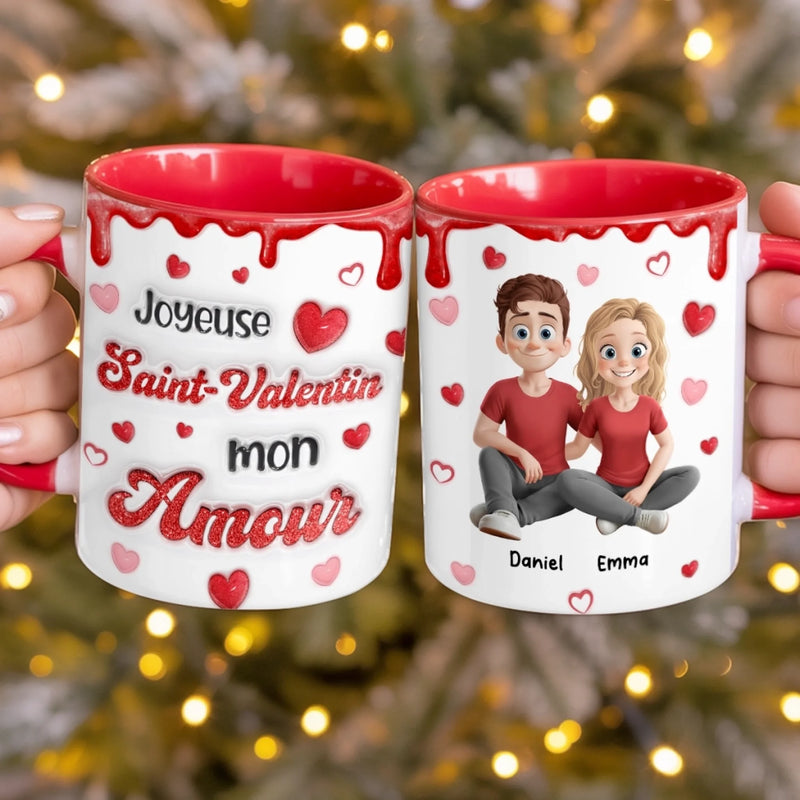 Mug Personnalisé Bicolore – Cadeaux D’Anniversaire Et De Mariage Pour Mari Et Femme, Pour Lui Et Pour Elle – Là Où Notre Amour Bat Le Plus Fort