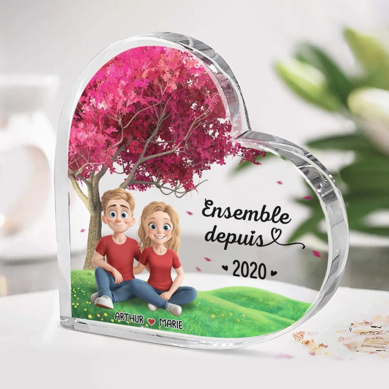 Plaque Acrylique Personnalisée En Forme De Cœur – Cadeaux D’Anniversaire De Mariage Pour Mari Et Femme, Lui Et Elle – Là Où Notre Amour Bat Le Plus Fort