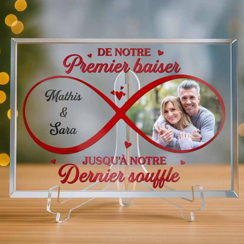 Plaque Acrylique Personnalisée En Forme De Rectangle Horizontal – Cadeaux D’Anniversaire De Mariage Pour Mari Et Femme, Lui Et Elle – Deux Cœurs, Une Vie
