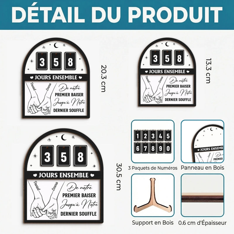 Panneau De Suivi En Bois Personnalisé – Cadeaux D’Anniversaire De Mariage Pour Mari Et Femme, Lui Et Elle – Pour Toujours Et À Jamais