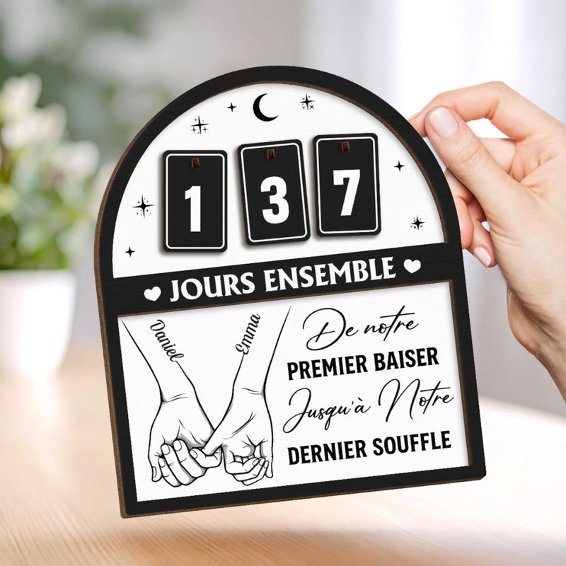 Panneau De Suivi En Bois Personnalisé – Cadeaux D’Anniversaire De Mariage Pour Mari Et Femme, Lui Et Elle – Pour Toujours Et À Jamais