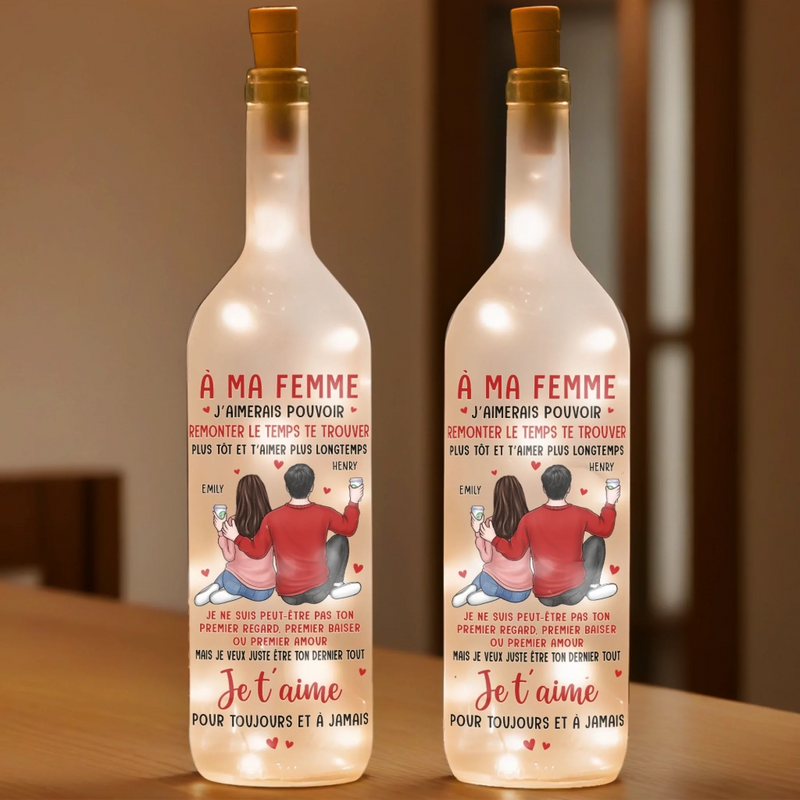 Lampe-Bouteille Personnalisée – Cadeaux D’Anniversaire De Mariage Pour Mari Et Femme, Lui Et Elle – Deux Âmes En Parfaite Harmonie