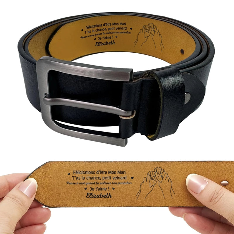 Cadeau Ceinture En Cuir Gravée Personnalisée Pour Couple – Mon Refuge C’est Toi