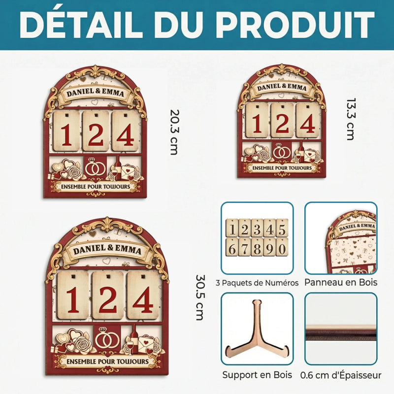 Cadeau Panneau De Suivi En Bois Personnalisé Pour Couple – Notre Histoire Continue