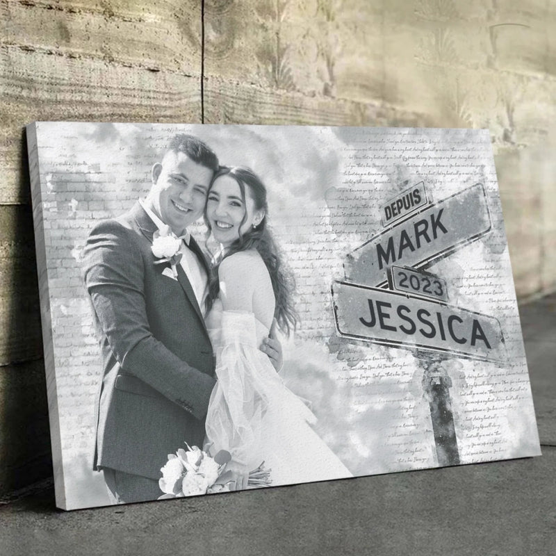 Cadeau Toile Horizontale Personnalisée Avec Photo Pour Couple – Vie Douce Ensemble