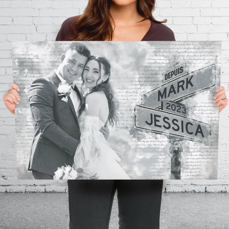 Cadeau Toile Horizontale Personnalisée Avec Photo Pour Couple – Vie Douce Ensemble