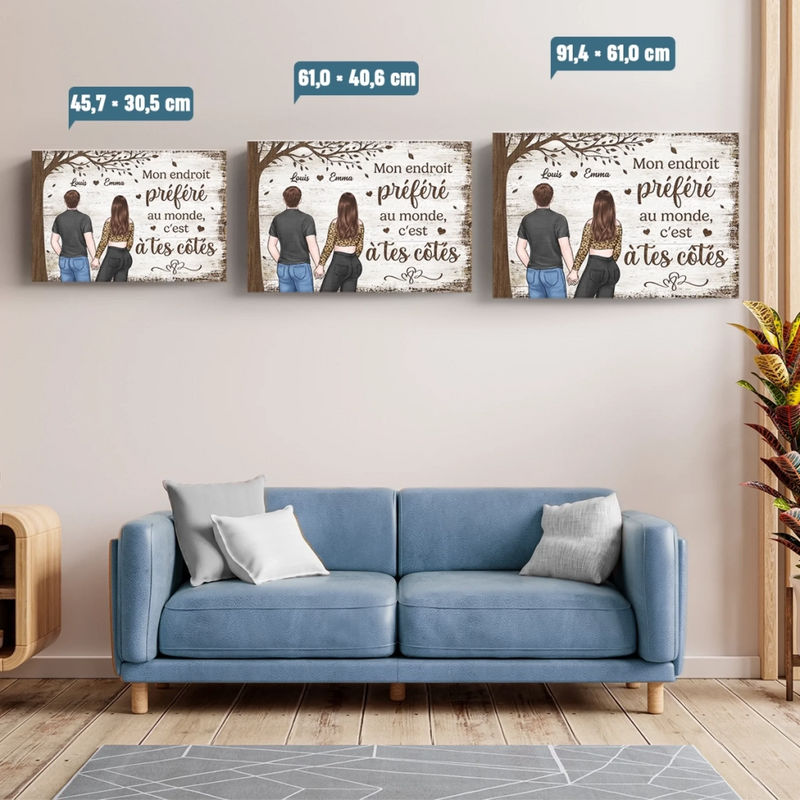 Cadeau Toile Horizontale Personnalisée Pour Couple – Main Dans La Main