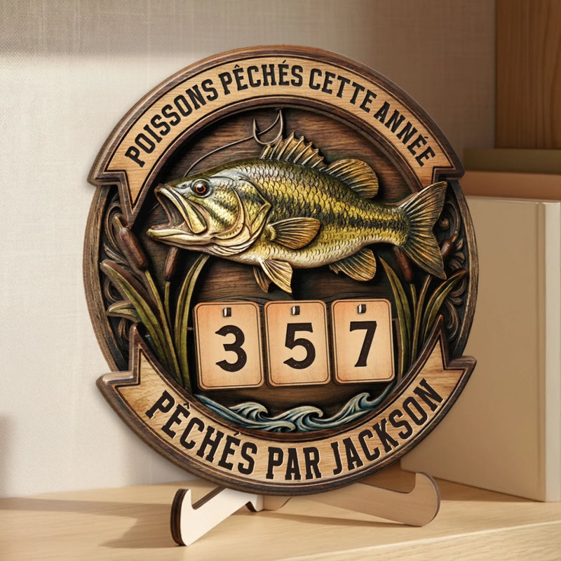 Cadeau Panneau De Suivi En Bois Personnalisable – Pour Pêcheurs – Prise De L’Année