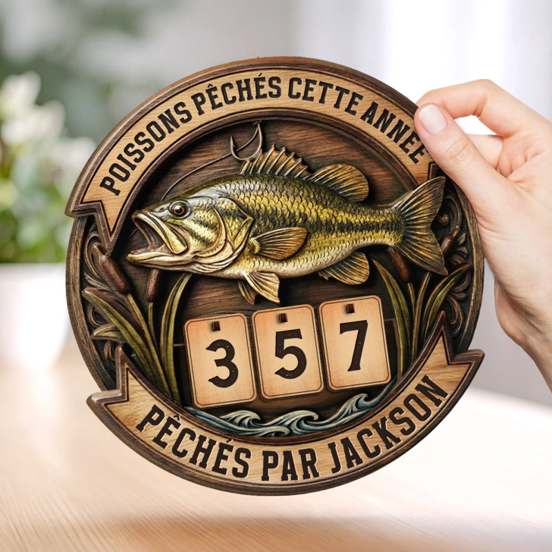Cadeau Panneau De Suivi En Bois Personnalisable – Pour Pêcheurs – Prise De L’Année