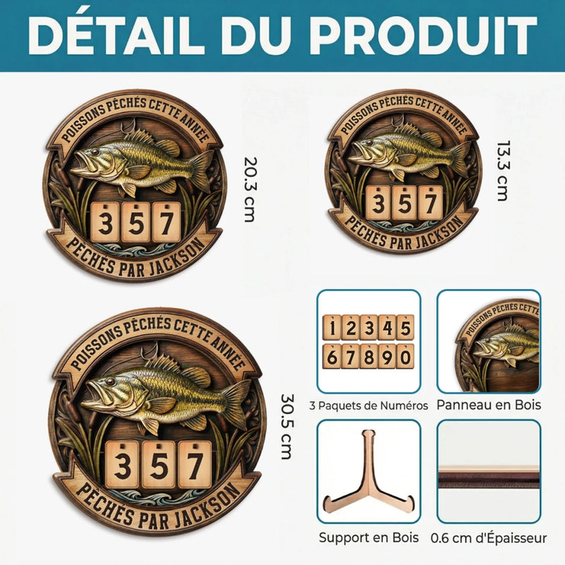Cadeau Panneau De Suivi En Bois Personnalisable – Pour Pêcheurs – Prise De L’Année