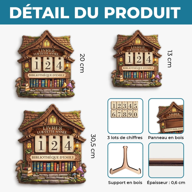 Cadeau Panneau Bois Personnalisable – Pour Lecteurs – Livres En Chiffres