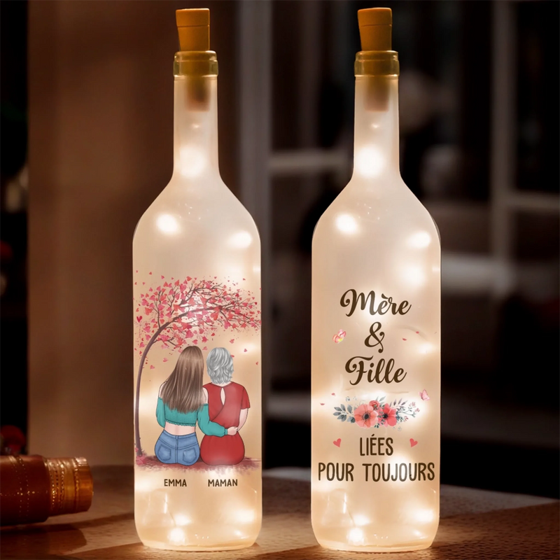 Lampe-Bouteille Personnalisée – Cadeau Fête Des Mères Pour Maman – Liées Pour Toujours