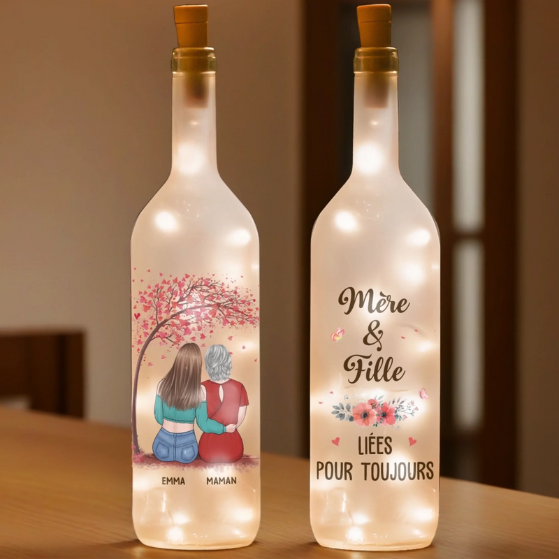 Lampe-Bouteille Personnalisée – Cadeau Fête Des Mères Pour Maman – Liées Pour Toujours