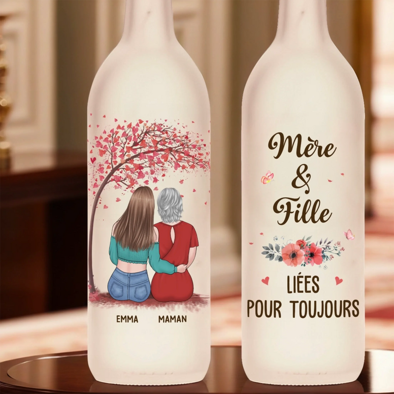 Lampe-Bouteille Personnalisée – Cadeau Fête Des Mères Pour Maman – Liées Pour Toujours