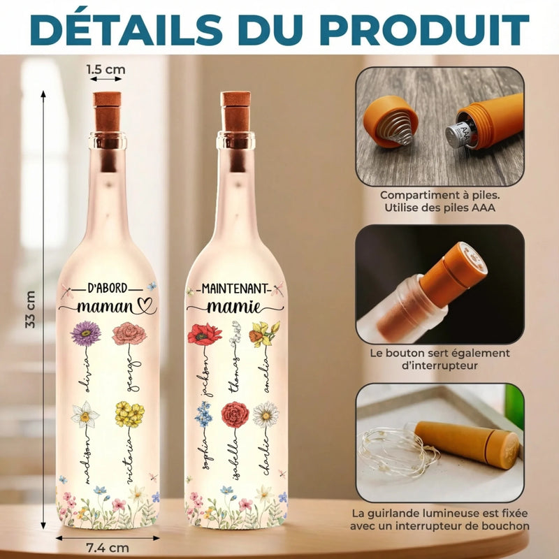 Lampe-Bouteille Personnalisée – Cadeau Fête Des Mères Pour Maman – Le Cœur D'une Mère Pardonne