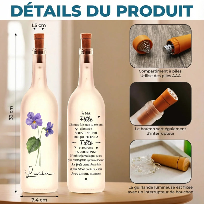 Lampe-Bouteille Personnalisée – Cadeau Pour Les Enfants – Toujours À Tes Côtés