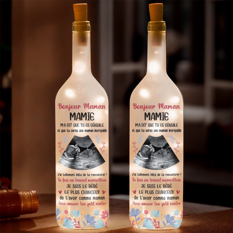 Lampe-Bouteille Personnalisée Avec Photo – Cadeau Fête Des Mères Pour Maman – Tout Commence Par Une Maman