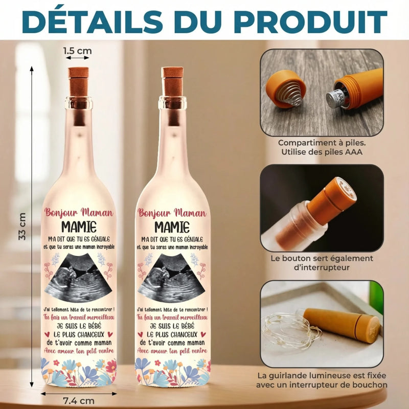 Lampe-Bouteille Personnalisée Avec Photo – Cadeau Fête Des Mères Pour Maman – Tout Commence Par Une Maman