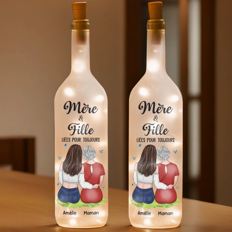 Lampe-Bouteille Personnalisée – Cadeau Fête Des Mères Pour Maman – Inséparables, À Jamais Liées