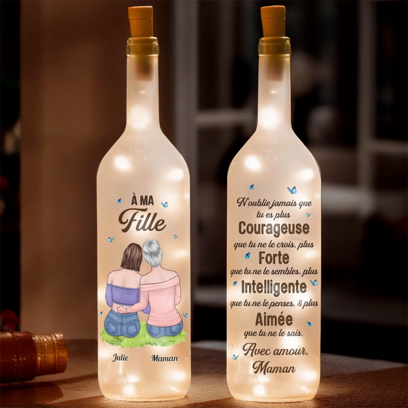 Lampe-Bouteille Personnalisée – Cadeau Fête Des Mères Pour Maman – Tu Es Forte Et Intelligente
