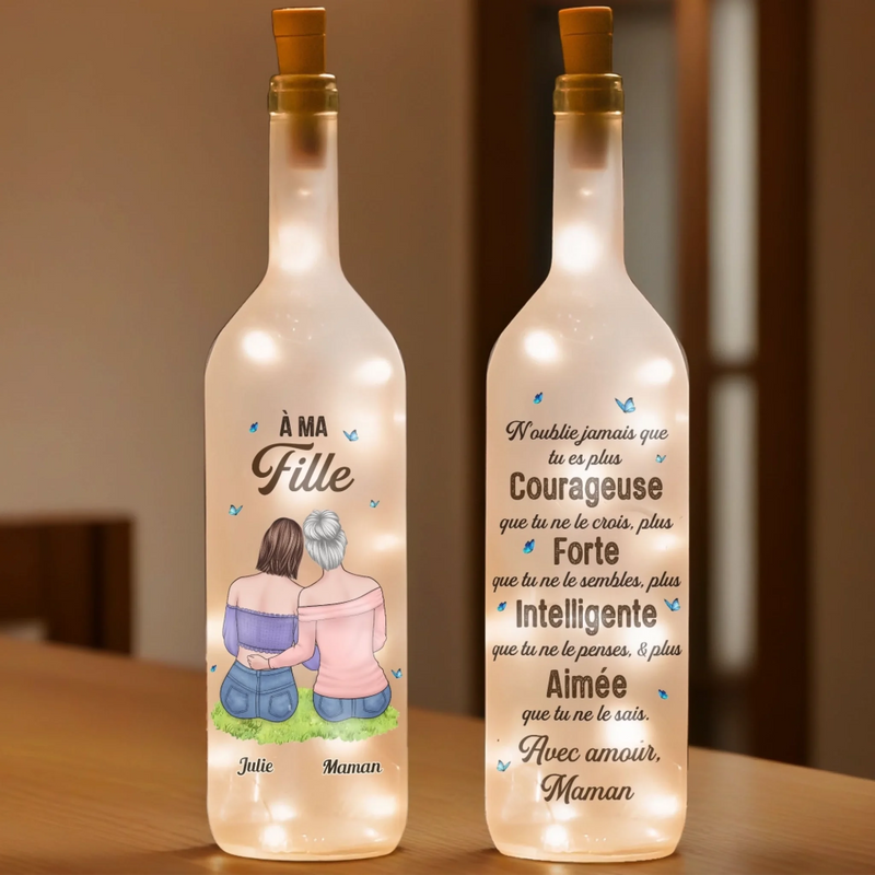 Lampe-Bouteille Personnalisée – Cadeau Fête Des Mères Pour Maman – Tu Es Forte Et Intelligente