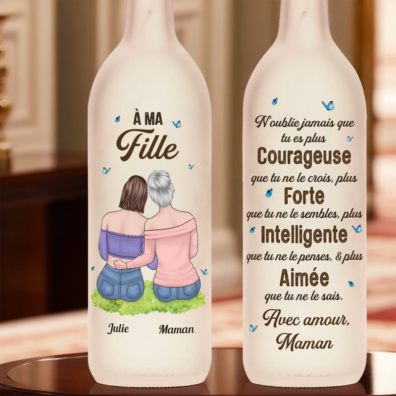 Lampe-Bouteille Personnalisée – Cadeau Fête Des Mères Pour Maman – Tu Es Forte Et Intelligente