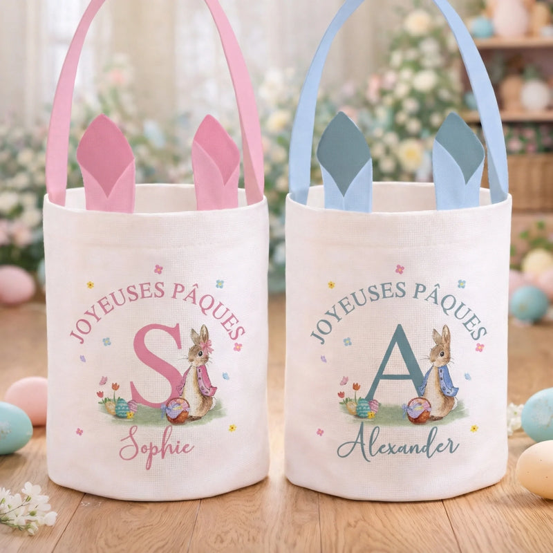 Panier Lapin Personnalisé – Cadeau De Pâques Pour Enfants – Petite Joie De Pâques