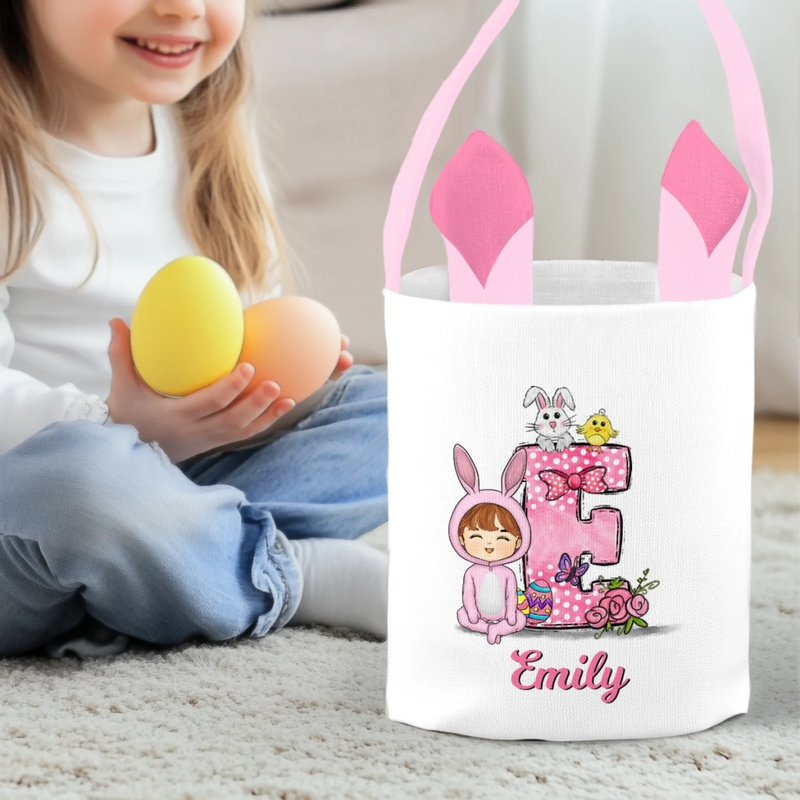 Panier Lapin Personnalisé – Cadeau De Pâques Pour Enfants – Vive Les Cloches De Pâques