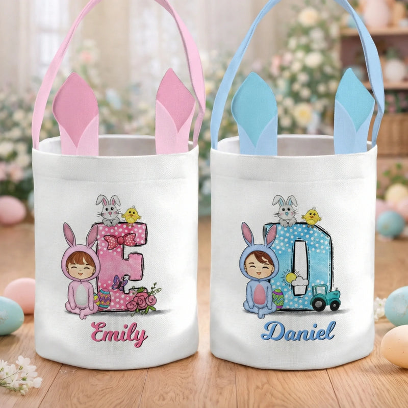 Panier Lapin Personnalisé – Cadeau De Pâques Pour Enfants – Vive Les Cloches De Pâques
