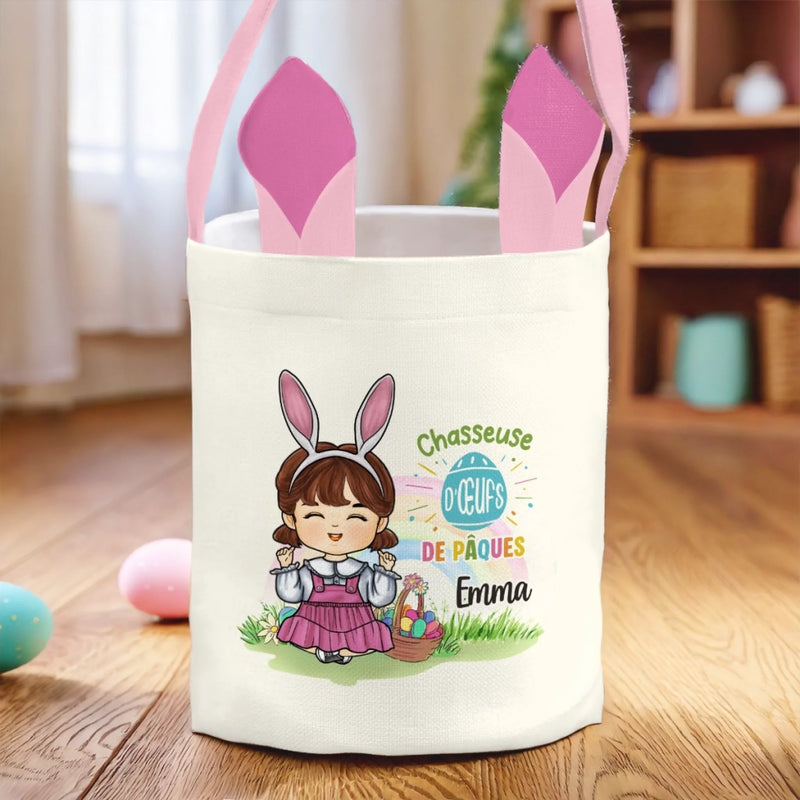 Panier Lapin Personnalisé – Cadeau De Pâques Pour Enfants – Récolte Gourmande De Pâques