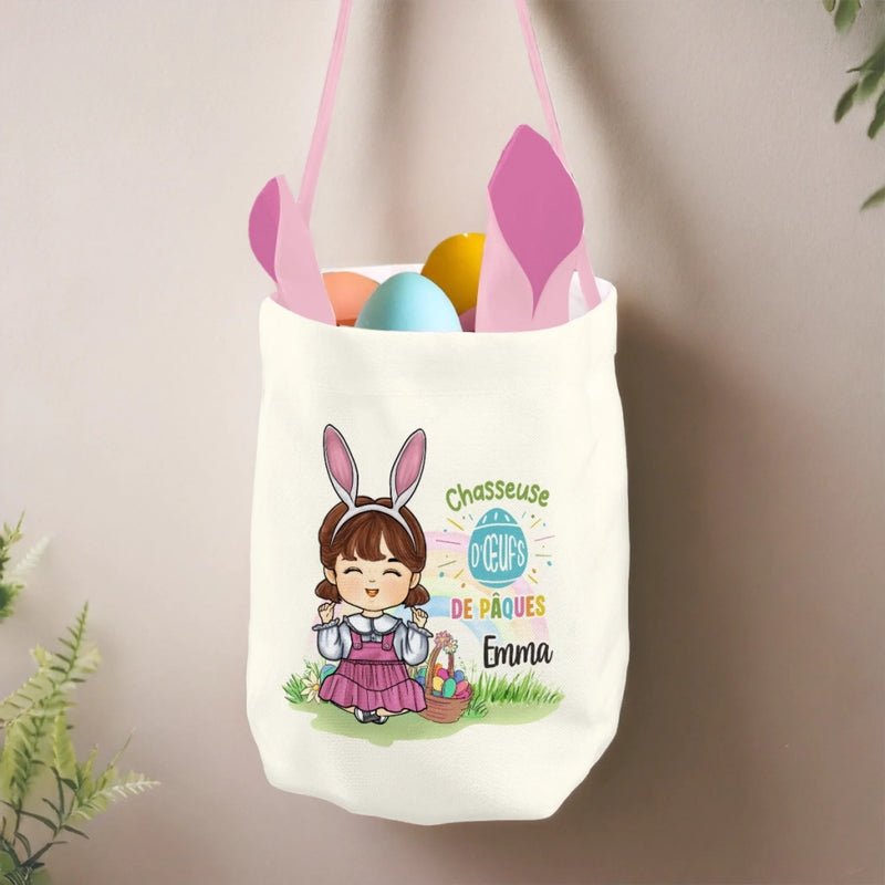 Panier Lapin Personnalisé – Cadeau De Pâques Pour Enfants – Récolte Gourmande De Pâques