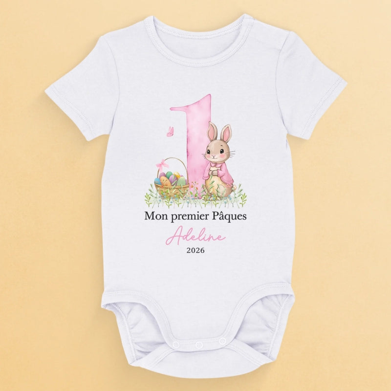 Body Bébé Personnalisé – Cadeau De Pâques Pour Nouveau-Né – Petit Lapin, Grande Joie