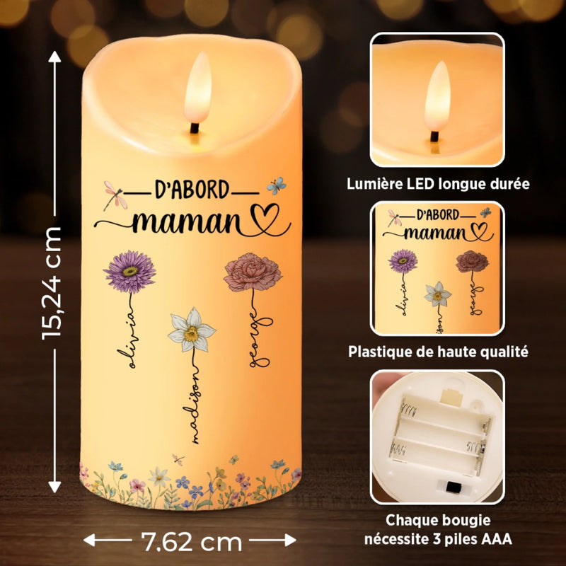 Bougie LED Personnalisée – Cadeau Fête Des Mères Pour Maman – Ton Amour Me Fait Grandir