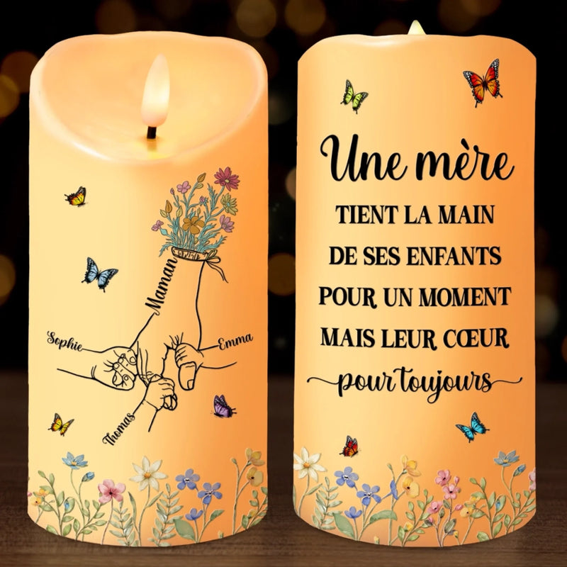 Bougie LED Personnalisée – Cadeau Fête Des Mères Pour Maman – Grâce À Toi, Maman, Je Fleuris