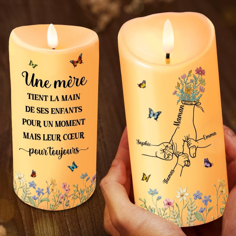 Bougie LED Personnalisée – Cadeau Fête Des Mères Pour Maman – Grâce À Toi, Maman, Je Fleuris