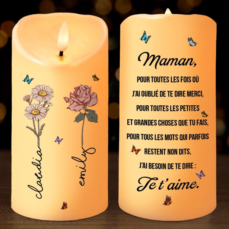 Bougie LED Personnalisée – Cadeau Fête Des Mères Pour Maman – Aimée Depuis Le Premier Jour