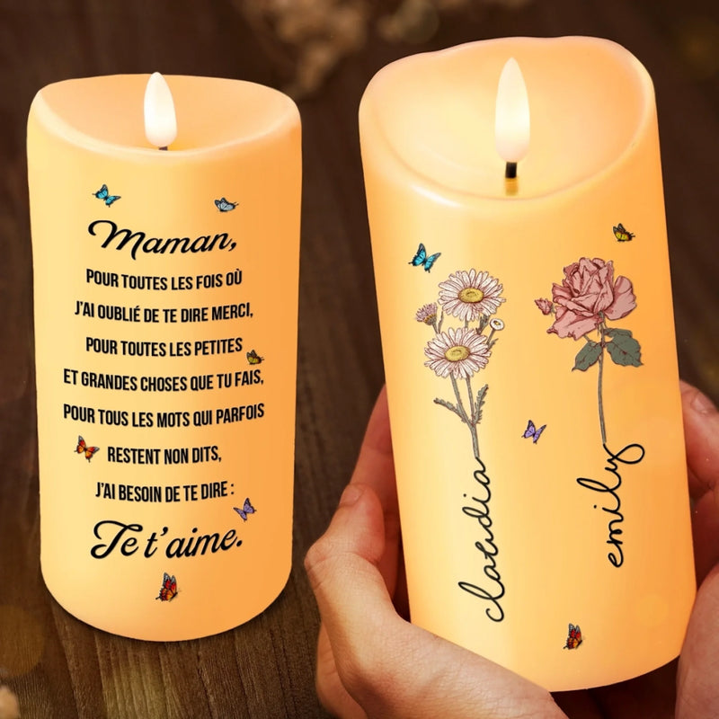 Bougie LED Personnalisée – Cadeau Fête Des Mères Pour Maman – Aimée Depuis Le Premier Jour