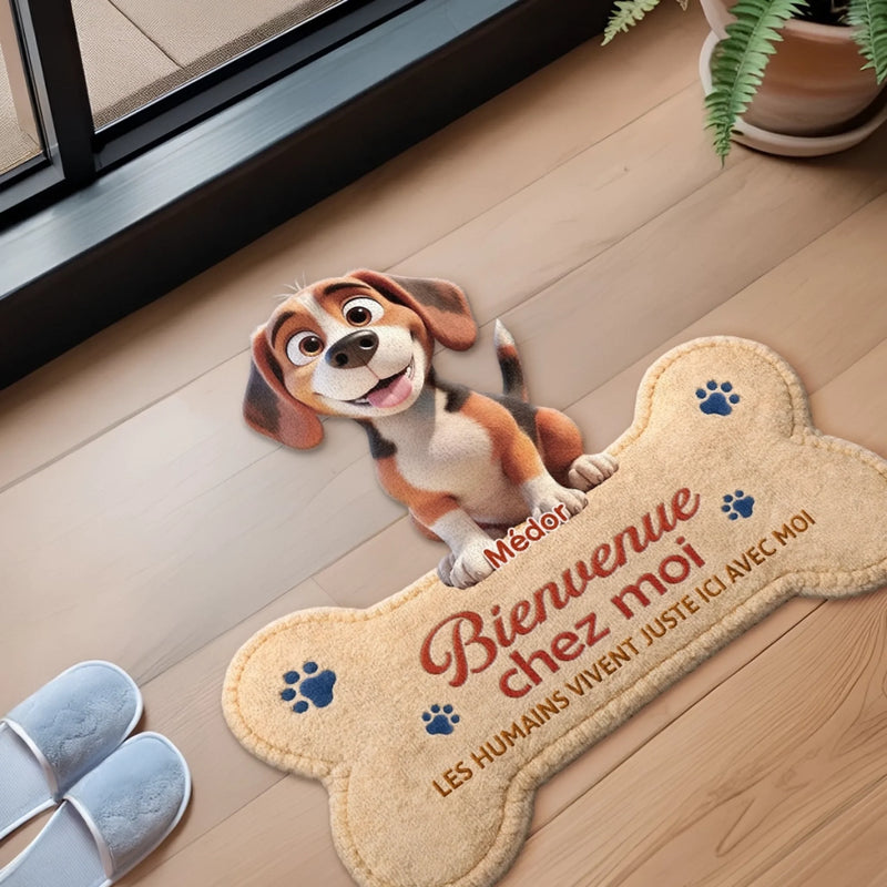 Paillasson Personnalisé De Forme Découpée – Cadeau Pour Propriétaires D’Animaux – Bienvenue Dans Notre Maison