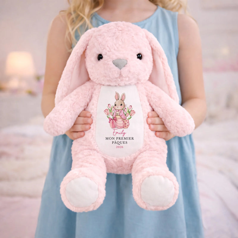 Peluche Lapin Personnalisée – Cadeau De Pâques Pour Bébé – Douceur À Câliner