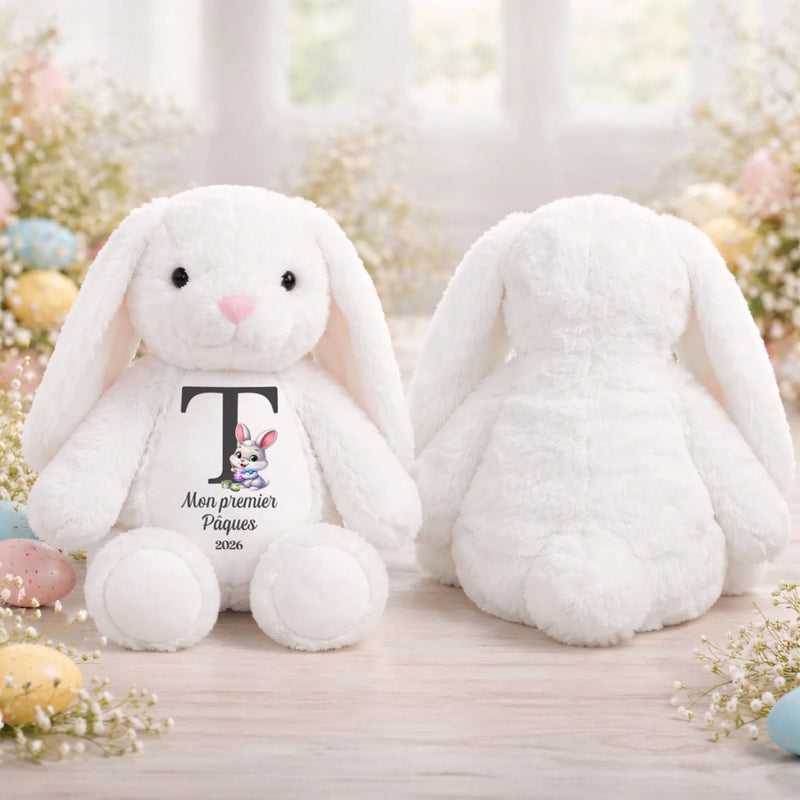 Peluche Lapin Personnalisée – Cadeau De Pâques Pour Bébé – Mon Compagnon Tout Doux