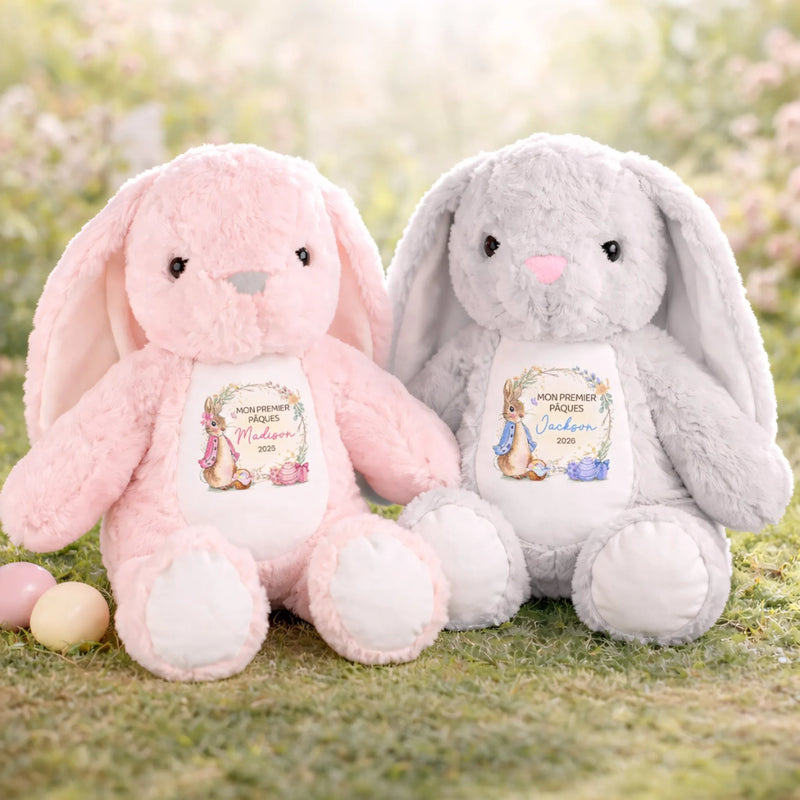 Peluche Lapin Personnalisée – Cadeau De Pâques Pour Bébé – Mon Compagnon Tout Doux