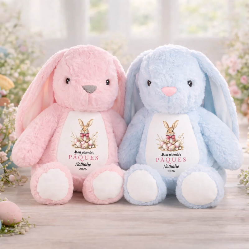 Peluche Lapin Personnalisée – Cadeau De Pâques Pour Bébé – Petit Lapin, Grand Amour