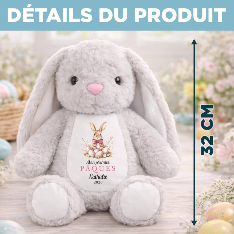 Peluche Lapin Personnalisée – Cadeau De Pâques Pour Bébé – Petit Lapin, Grand Amour