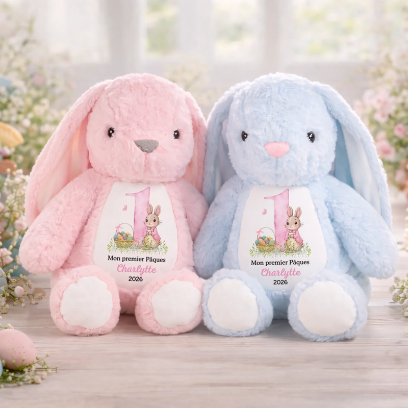 Peluche Lapin Personnalisée – Cadeau De Pâques Pour Bébé – Tendresse À Chaque Câlin
