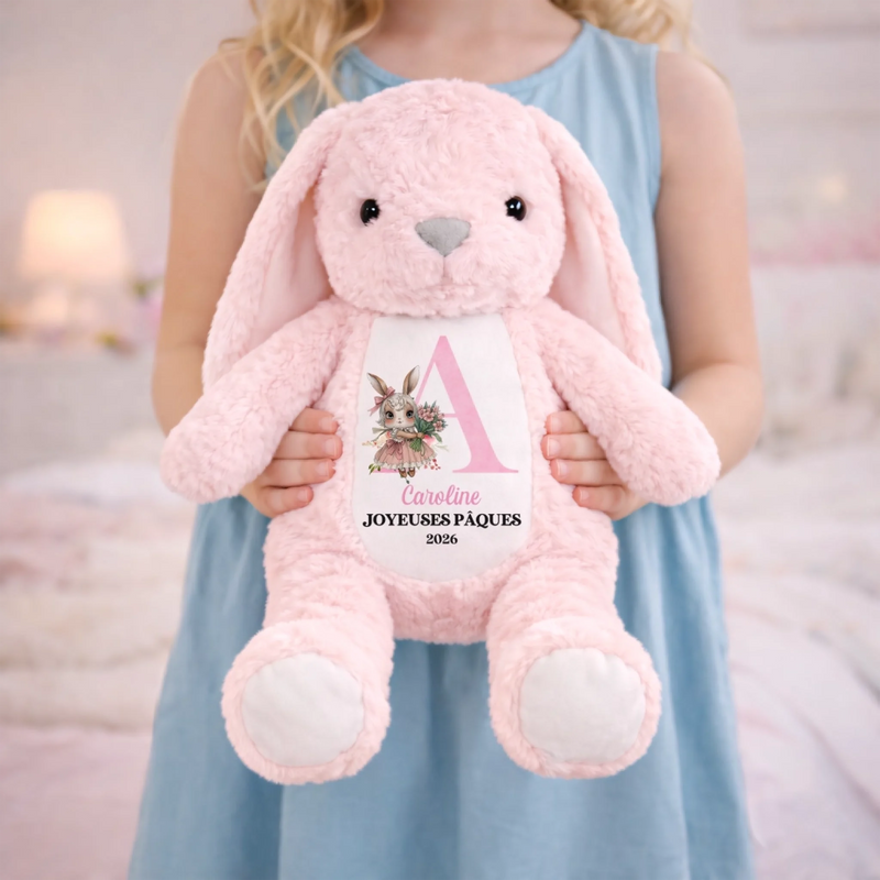 Peluche Lapin Personnalisée – Cadeau De Pâques Pour Bébé – Mon Lapin De Cœur