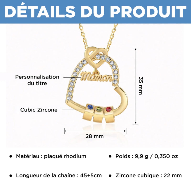 Collier Cœur Personnalisé - Cadeau Pour Maman - Je T'aimerai Toujours, Maman